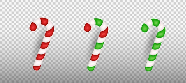 Navidad realista rayas palo caramelo — Vector de stock