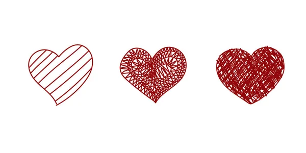 Ensemble de contour dessiné à la main icône coeur . — Image vectorielle