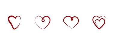 El çizimi kalp simgesi kümesi. 