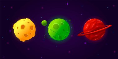 Koleksiyon karikatür gezegenleri.