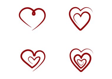 El çizimi kalp simgesi kümesi. 