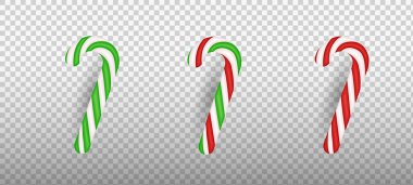 Şeffaf arkaplanda izole edilmiş gerçekçi Noel şekerleri..