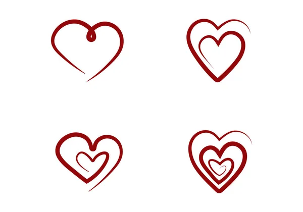 Conjunto de esboço desenhado à mão ícone do coração . — Vetor de Stock