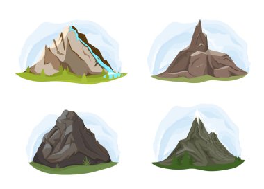 Different shapes of mountains with landscapes