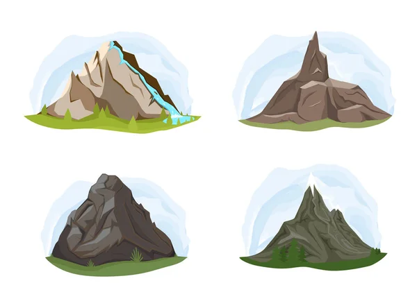 Different shapes of mountains with landscapes — Stock Vector