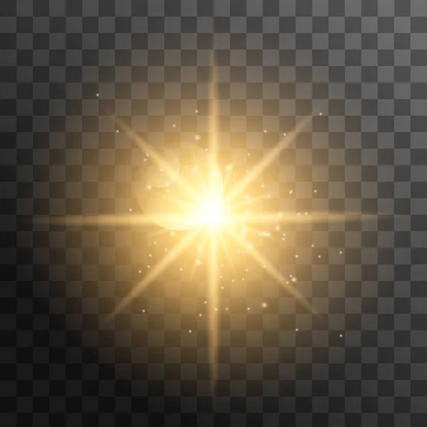 Yellow sun ray glow abstract shine light effect — Stock vektor