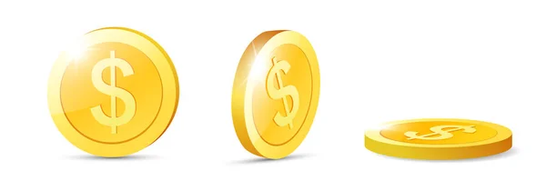 Realistische gouden munten. — Stockvector
