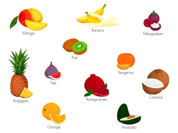 Fruits in flat style. — 图库矢量图片