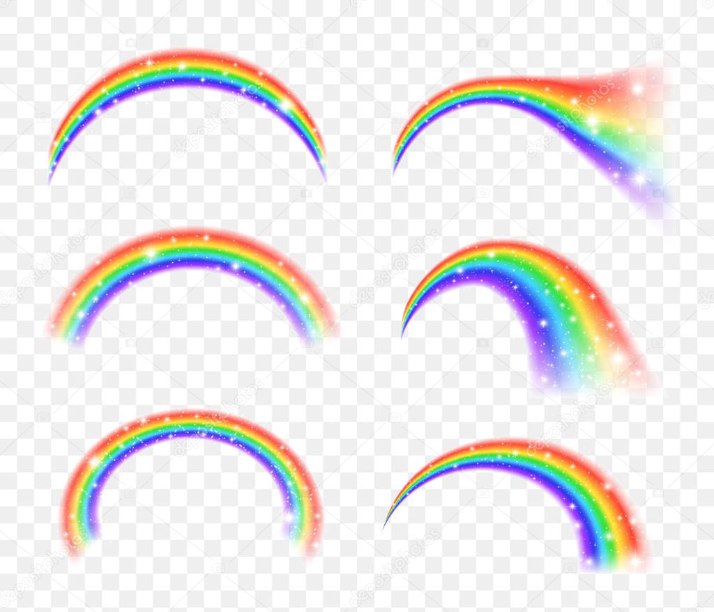 Colorful transparent rainbows vector set