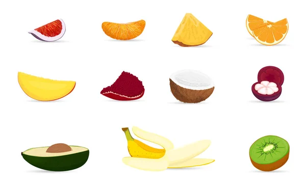Tropical exotic fruits set. — 图库矢量图片