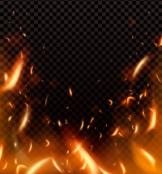 Close-up hot fiery sparkles and flame particles