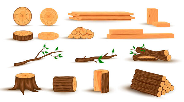 Set of lumber and industrial wood