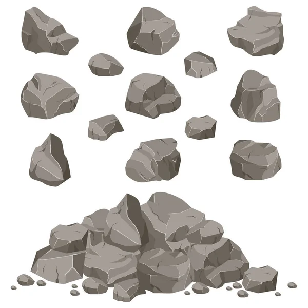 Piedra de roca conjunto de dibujos animados . — Vector de stock