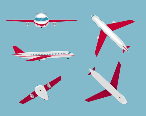 Ensemble avion plat — Image vectorielle