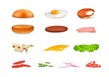 Hamburger ve sandviç için malzemeler..