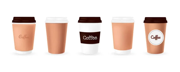 纸杯和塑料咖啡杯 — 图库矢量图片