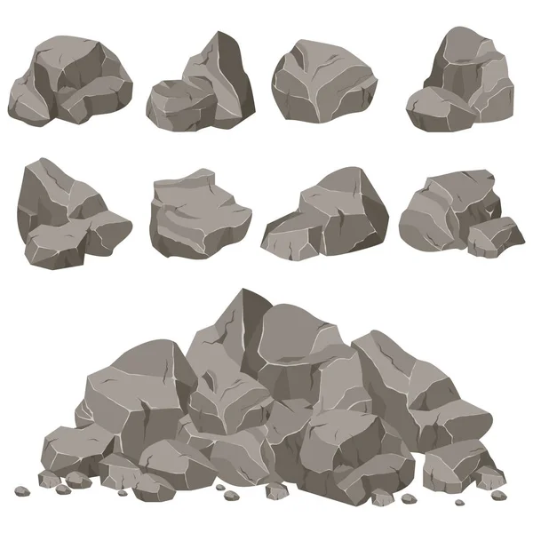 Piedra de roca conjunto de dibujos animados . — Vector de stock