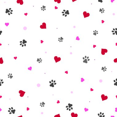Kalpli ve kedi ayakizli kusursuz vektör deseni.