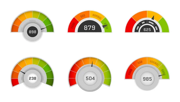 Pontuação de crédito empresarial velocímetros vetoriais . — Vetor de Stock