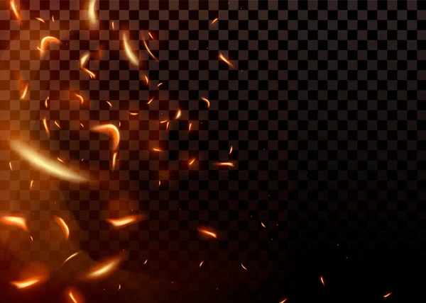 Dumanla izole edilmiş gerçekçi ateş efekti — Stok Vektör