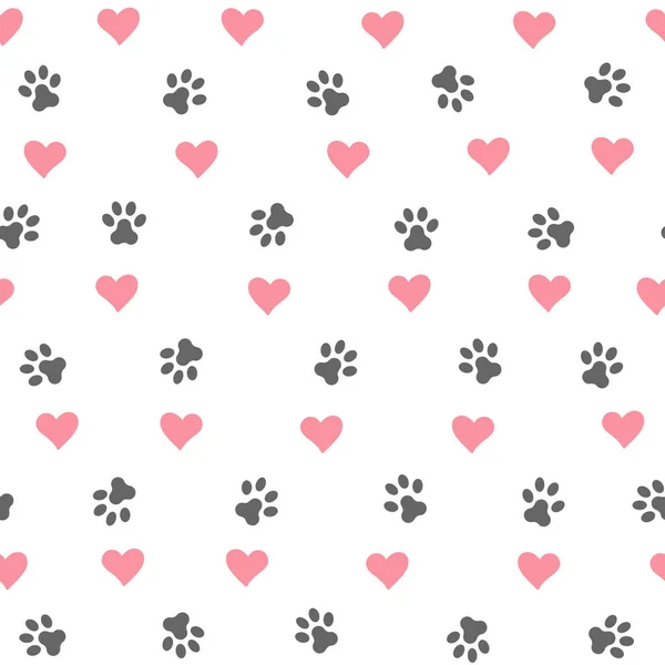 Perro pata gato pata corazón amor cachorro pie impresión — Vector de stock