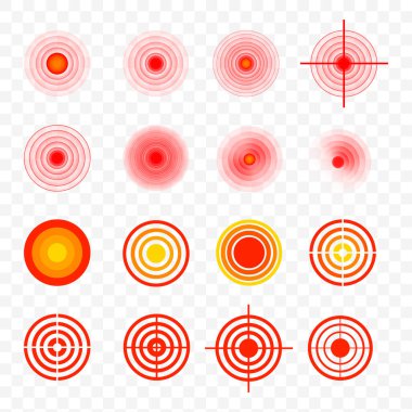 Acı kırmızı çember veya yerelleştirme işareti.