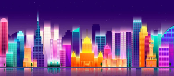 Nowojorska panorama nocy — Wektor stockowy