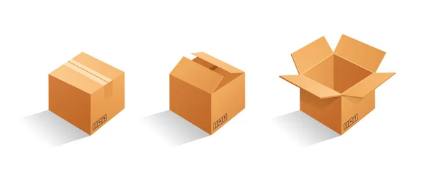 Caja de cartón juego de maquetas — Vector de stock