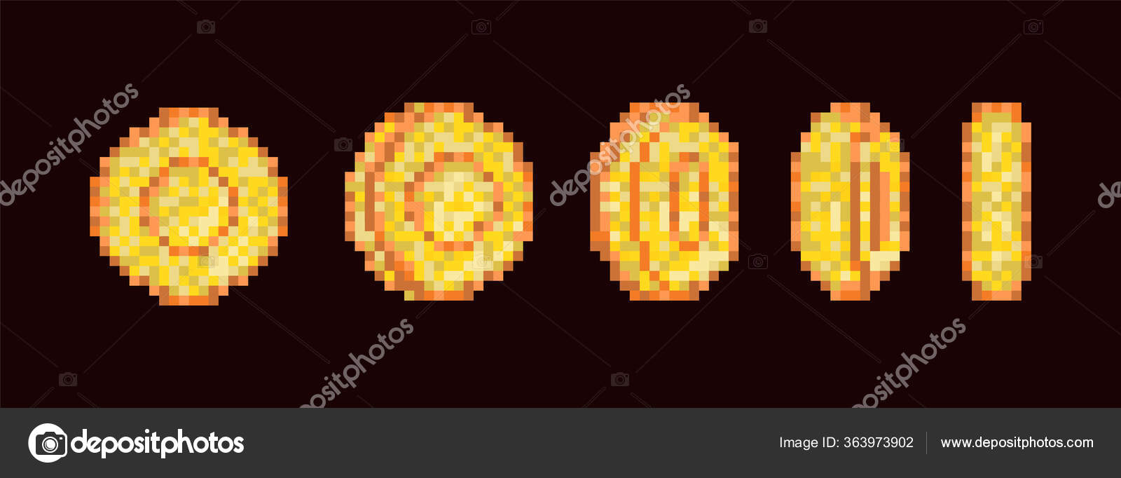 Pixel game coins. Stock Vector by ©KingVector 363973902