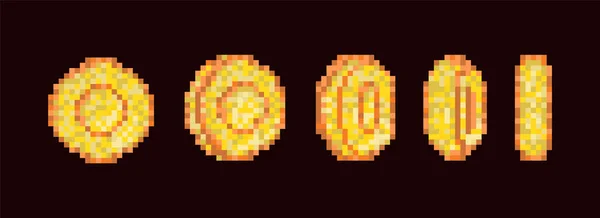 Pixel game coins. — Stock Vector