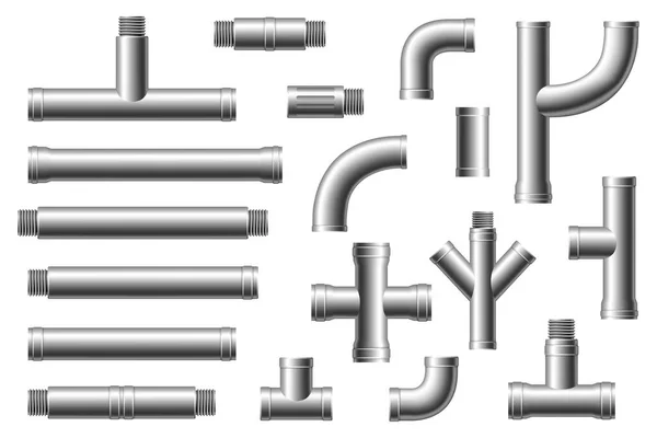 Acier inoxydable, tuyaux métalliques — Image vectorielle