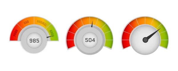 Pontuação de crédito empresarial velocímetros vetoriais . —  Vetores de Stock