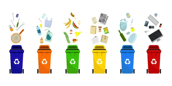 Containers for all types of garbage. — Stock Vector