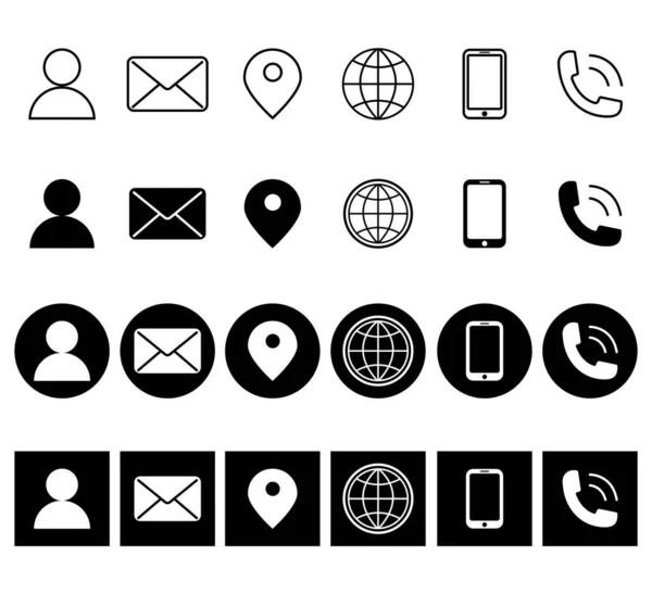 連絡先アイコンセット — ストックベクタ