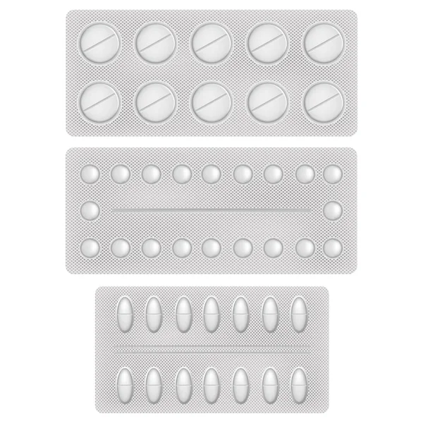 Medizinische Tabletten in verschiedenen Formen. — Stockvektor