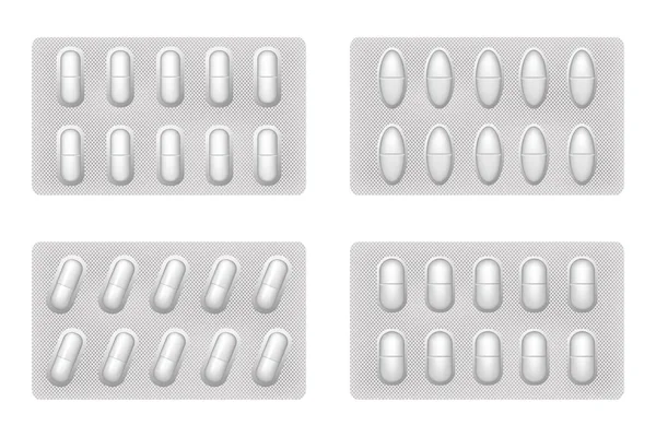 Tabletas médicas de diversas formas . — Vector de stock