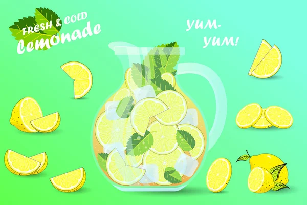 Limonádé készlet. Citrom — Stock Vector