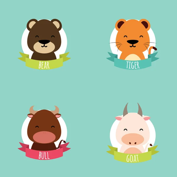 Animales de dibujos animados lindo — Vector de stock