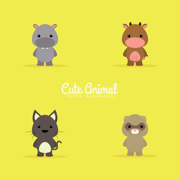 Animales de dibujos animados lindo — Vector de stock