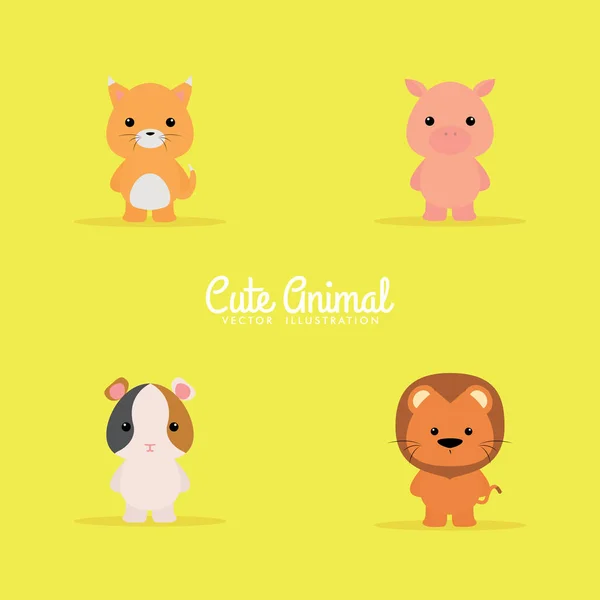 Animales de dibujos animados lindo — Vector de stock