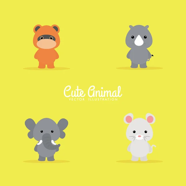 Cute Cartoon animals — Stock Vector