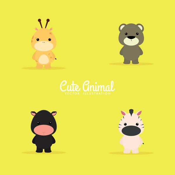 Cute Cartoon animals — Stock Vector