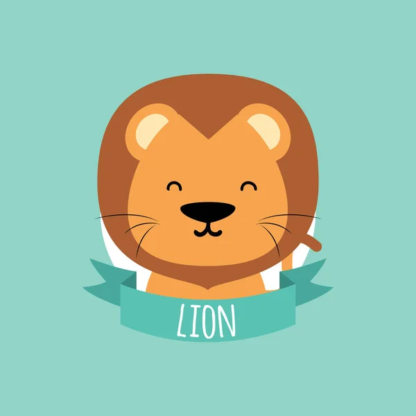 León de dibujos animados lindo — Vector de stock