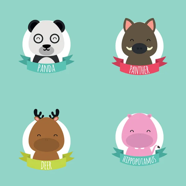 Słodkie zwierzęta z kreskówek — Wektor stockowy