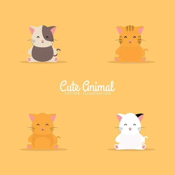 Lindo dibujos animados gatos — Vector de stock