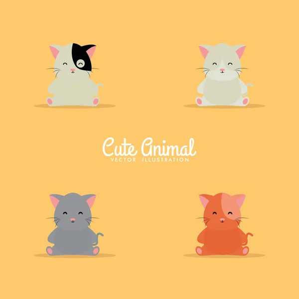 Söta tecknade katter — Stock vektor