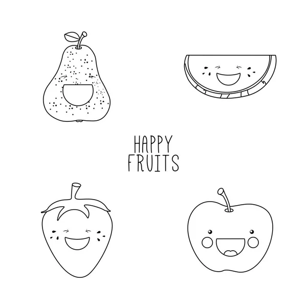 Ligne dessinant des fruits — Image vectorielle