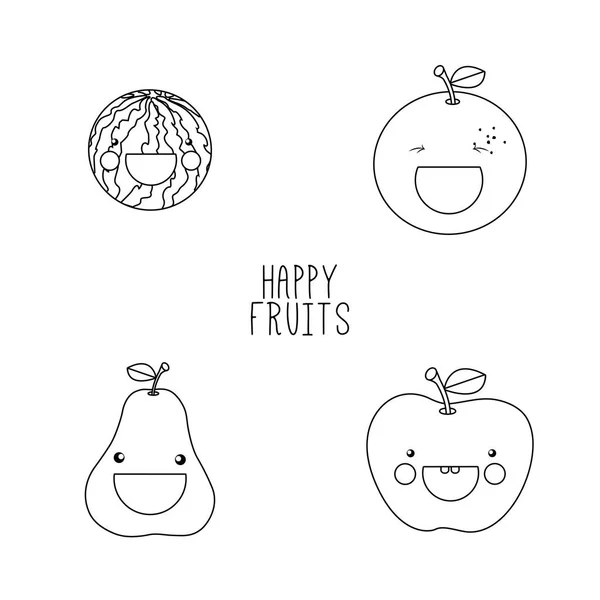 Ligne dessinant des fruits — Image vectorielle