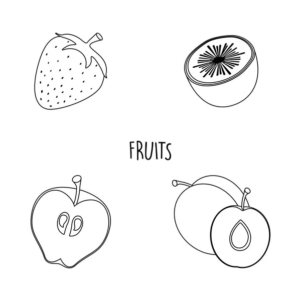Linha de desenho de frutas —  Vetores de Stock