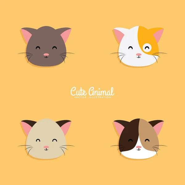 Caras de dibujos animados gato — Vector de stock